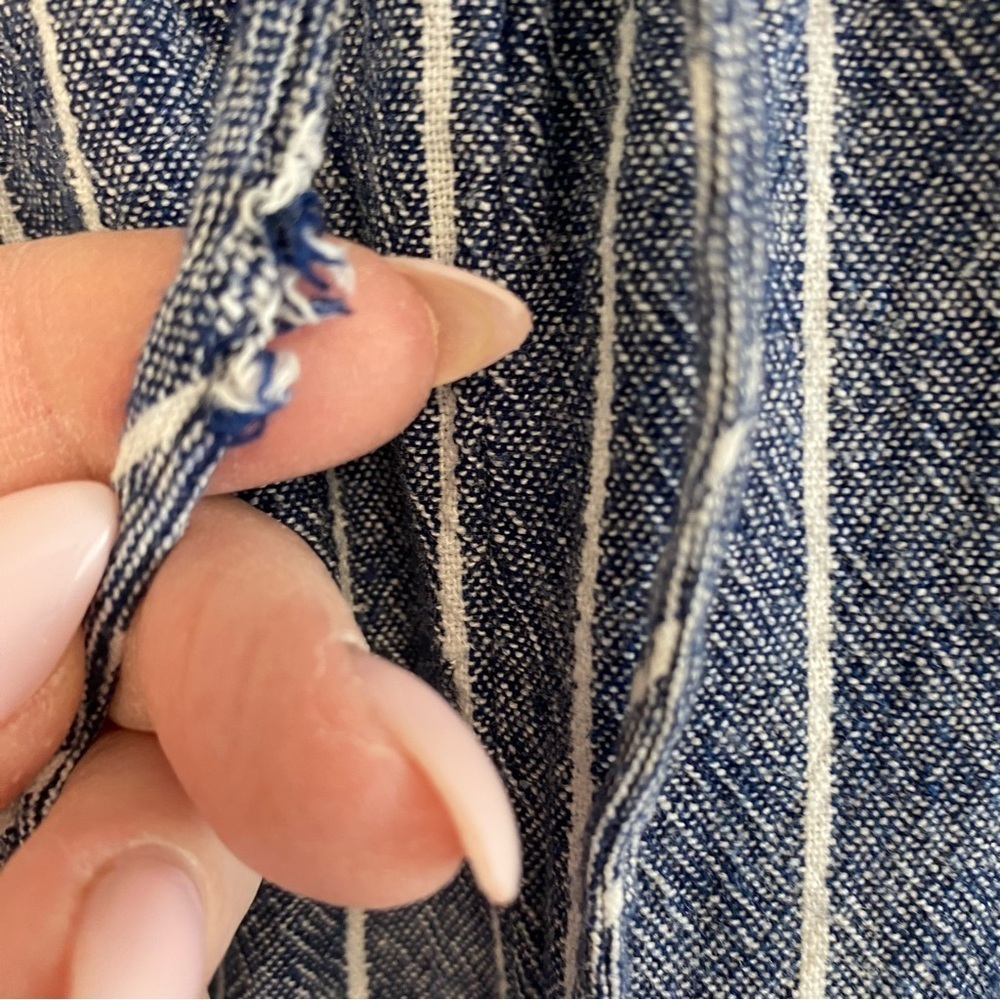 Revamped - Blue Stripe Linen Blend Pant - Size M - Picture 11 of 11